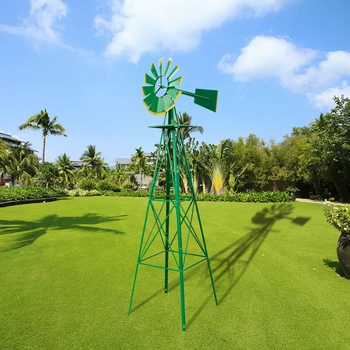 

Outdoor Decorative Windmill 8 Feet High 65 X 65 X 244cm Ball Bearing Four Corner Design Lawn Garden Beautifully Decorated Green