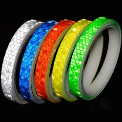 Autocollants de vélo 1cm * 8m, bande réfléchissante fluorescente, pour casque, moto, Scooter 