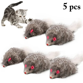 

5pcs Furry Plush Cat Toy Soft Solid Interactive Mice Mouse Toys For Cats Funny Kitten Toy Pet Cats Training Game Cat Supplies
