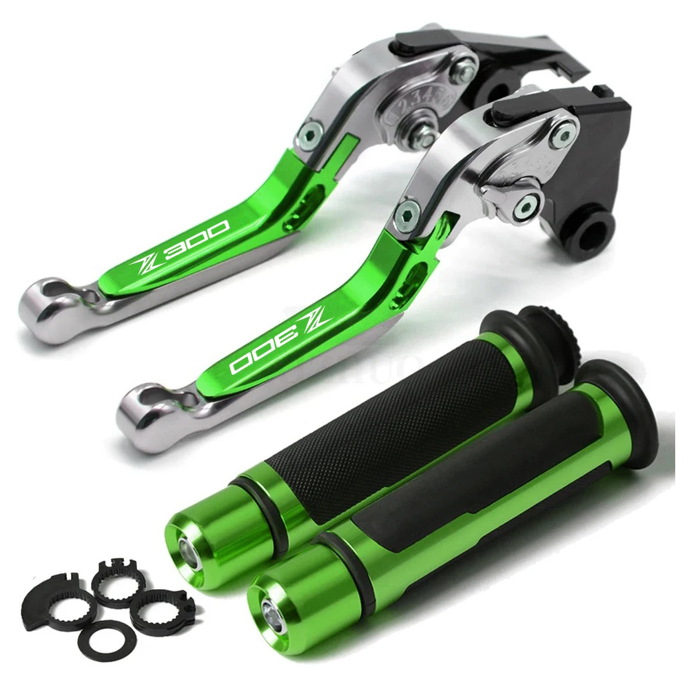 H WITH LOGO green Ручка тормоза мотоцикла CNC алюминиевая тормозной рычаг сцепления ручка для Kawasaki Z300 2008 2009 2010 2012 2013 - Цвет: H WITH LOGO green