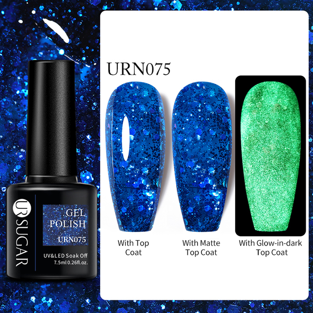 SUGAR Luminous Gel Top Coat Semi Permanent Glow In Dark Fluorescent Soak Off UV LED Color Gel Nail Varnish Nails for Manicure