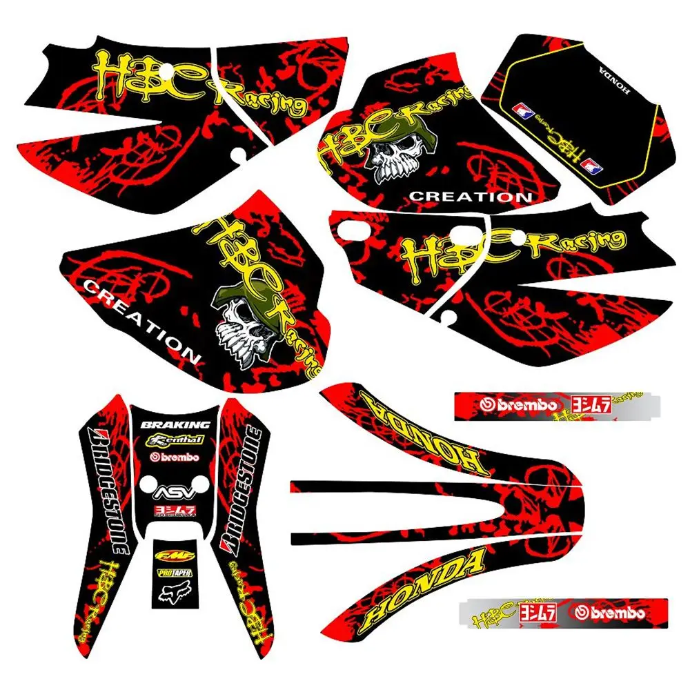 

New Skeleton Soldier Full Graphics Decals Stickers Custom Number Name 3M Bright Matte Waterproof for Honda XR250 1995-2002