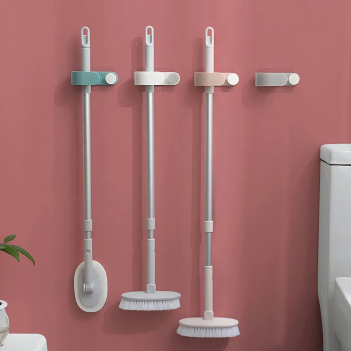 2pcs Free Punching Wall Mop Storage Rack Balcony Hanging Mount Card Holder Multifunctional SNO88