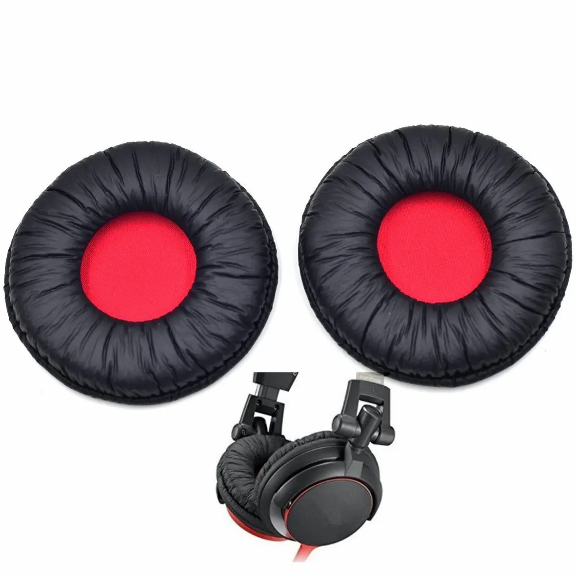 1 пара сменных черных/красных мягких кожаных подушечек для ушей Sony MDR-V55 наушники
