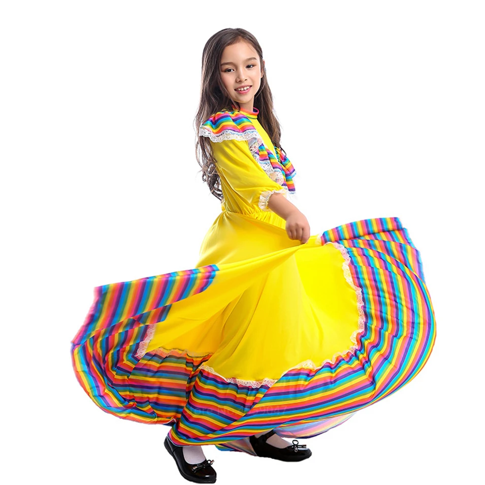 Испанская коррида длинное платье девушка танцевальный костюм для фламенко Цыганский мексиканский бальный фестиваль качели Vestido представление Феи одежда