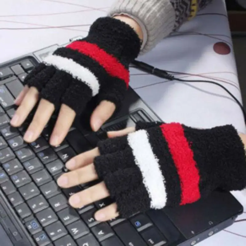 Высокое качество, безопасные USB теплые зимние перчатки для спорта на открытом воздухе, теплые перчатки без пальцев, теплые перчатки для женщин и мужчин, унисекс