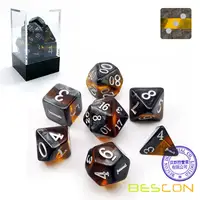Bescon Mineral Rocks GEM VINES Polyhedral D&D Dice Set of 7, RPG Role Playing Game Dice 7pcs Set of AMBER 1