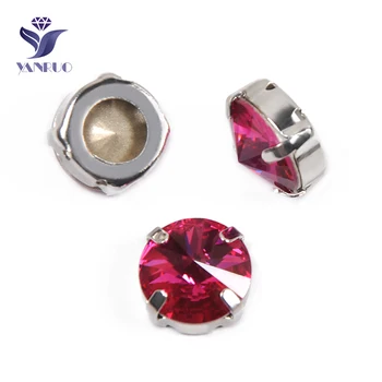 

YANRUO 1122 All Sizes Fuchsia Rivoli Luxury Strass Glass Crystal Fancy Stones K9 Point Back Sewn Rhinestones For Clothing