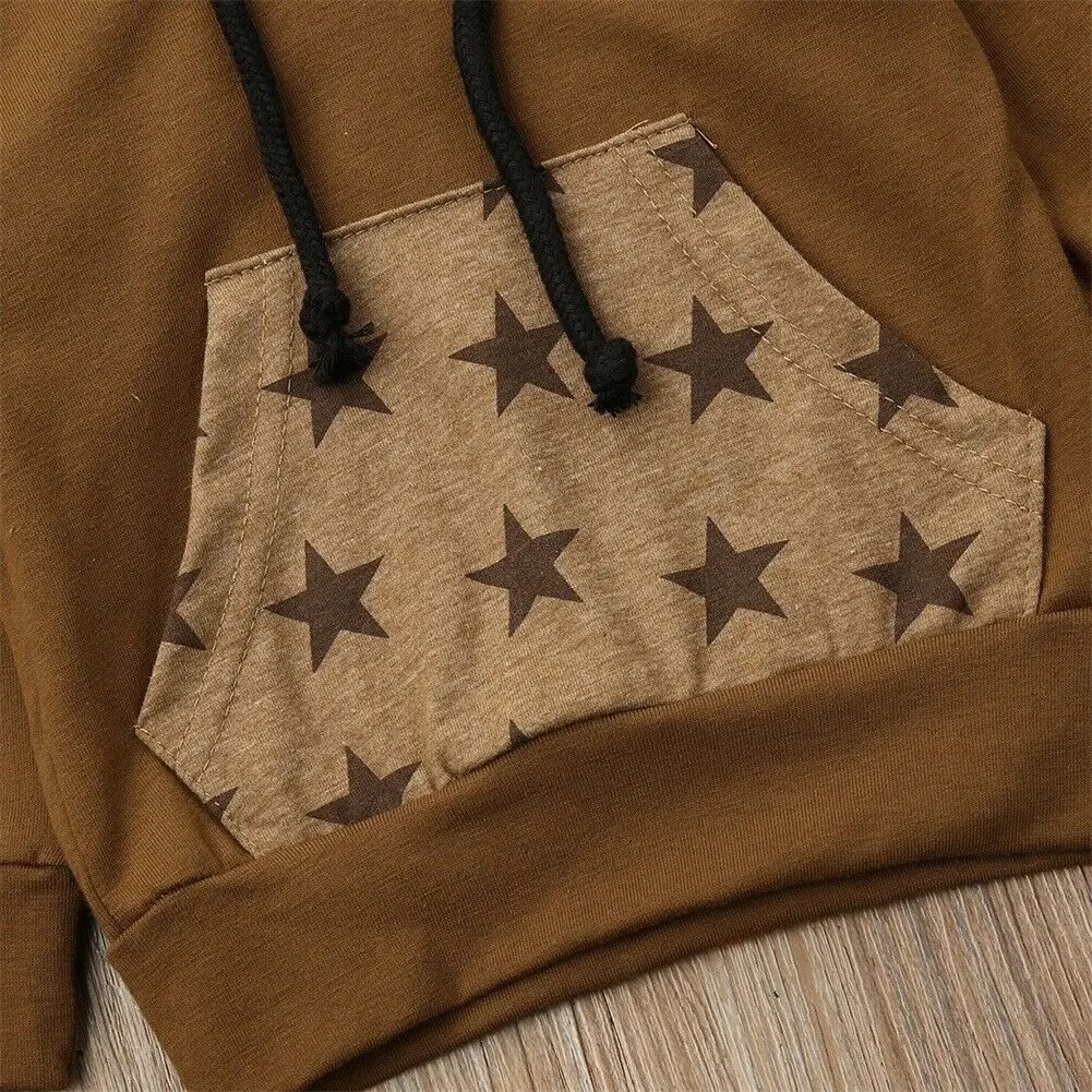 0-24M Baby Boy Girl Infant Clothes Sets Autumn Winter Print Long Sleeve Hooded Tops+Pants 2PCS Set Outfits