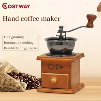 

Retro Wooden Design Coffee Bean Hand Grinder Family Mini Coffee Manual Mill Maker Home Kitchen Handmade Mill Bean Machine