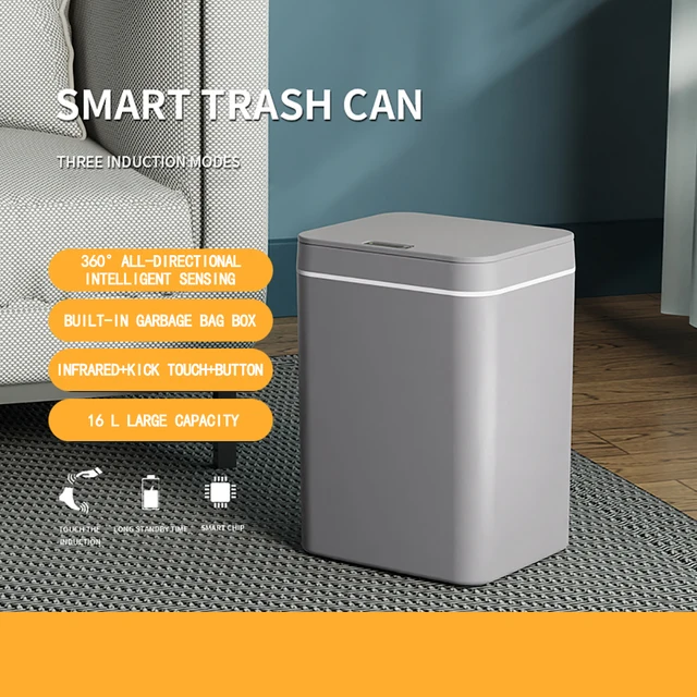 DQOK Smart Induction Trash Can Automatic Dustbin Bucket Garbage Bathroom for Kitchen Electric Type Touch Trash Bin Paper Basket 6