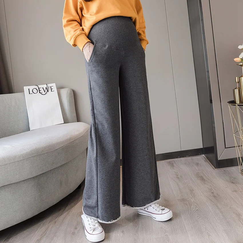2022 maternity pants spring and autumn wear loose wide leg pants cotton leggings trousers nine points 4