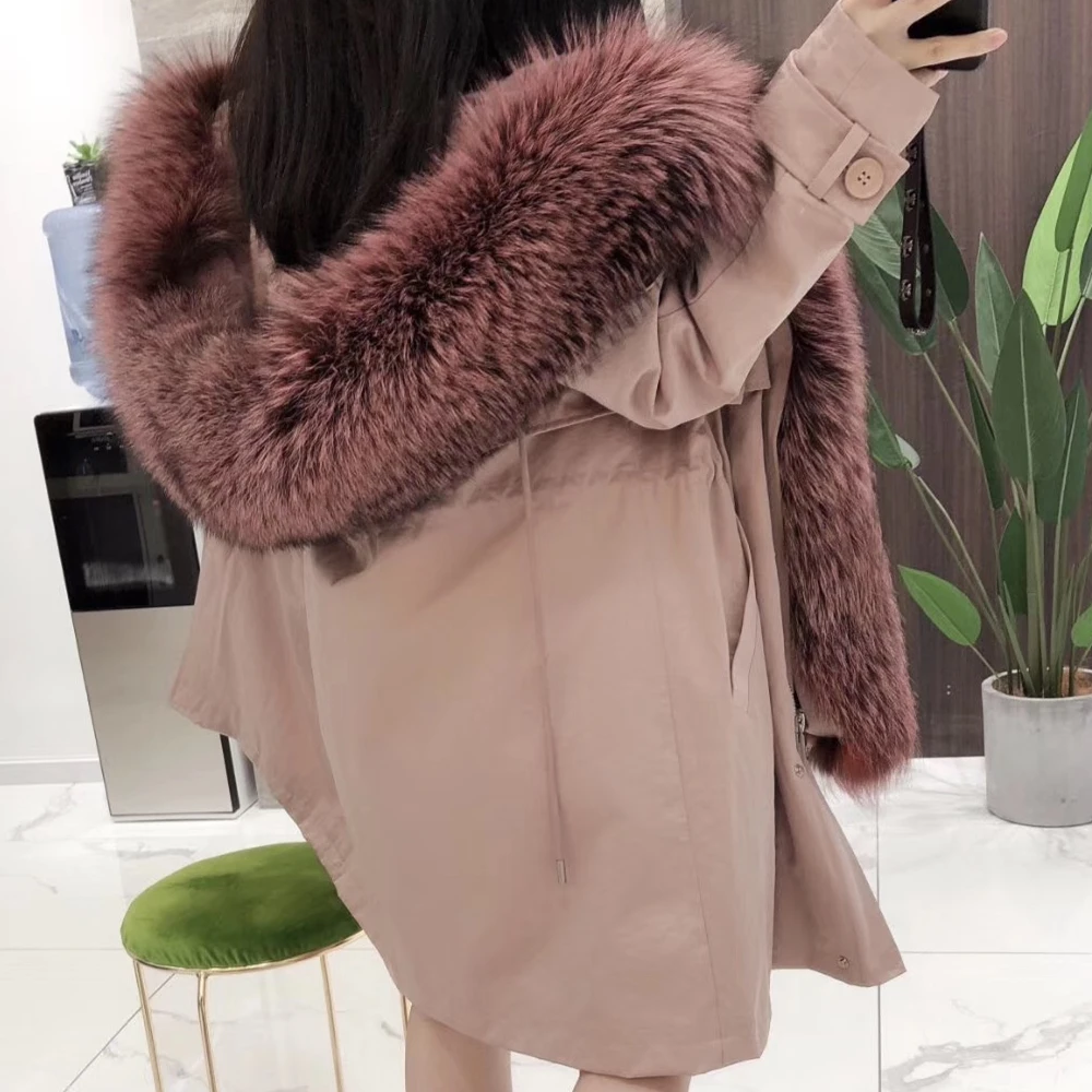 OFTBUY Winter Jacket Women Real Fur Coat Casual Big Natural Fox Fur Parka Thick Warm Outwear Korea Fashion Streetwear