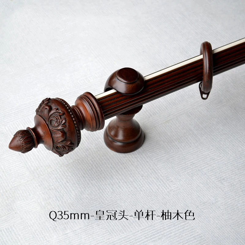Factory direct Selling European embossed style silencer solid wood curtain rod Roman rod single and double pole antique white