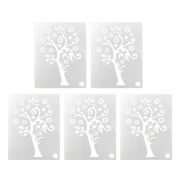 

5pcs Handmade Hollow Drawing Graffiti Stencils Template Drawing Card Tree Shape for Painting Lover (White)