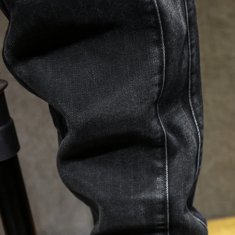 Reviews Men's Jeans Black Streetwear Waist tie Pants Jeans Men Slim Fit Cargo Pants Homme Plus size pants Oversized pants 5XL 6XL 7XL