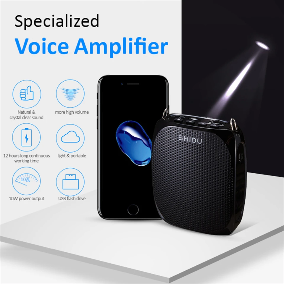 SHIDU S258 10W Portable Voice Amplifier Wired