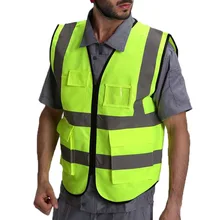 Дизайн, мужской и женский светоотражающий жилет с карманами, на молнии, для ночной работы, для бега, для мотоцикла, защитный жилет, защитная одежда