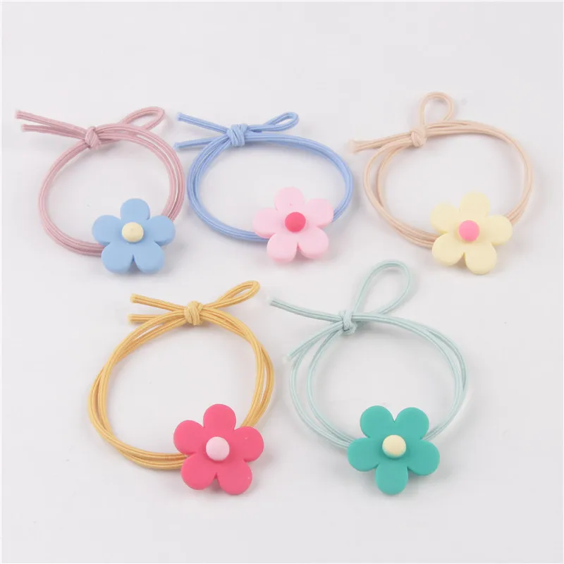 500pcs/lot DIY Multi ABS Double-deck Hair Rings Cartoon Flower Bowknot Rubber Bands Styling Tools Accessories HA606
