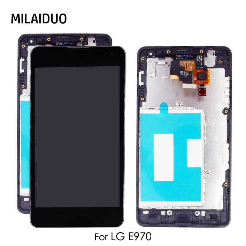 ЖК-дисплей Дисплей для LG E970 ЖК-дисплей кодирующий преобразователь сенсорного экрана в сборе сменные черный No/с рамкой 4,7"