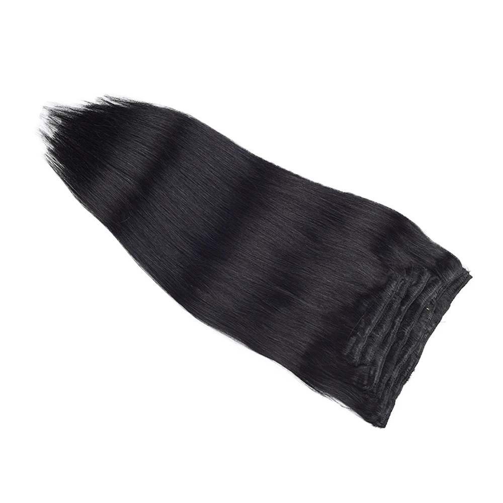 Toysww Hair 100g 120g Brazilian Remy Straight Hair Clip In Human Hair Extensions Dark Color 1 Full Head 6Pcs/Set