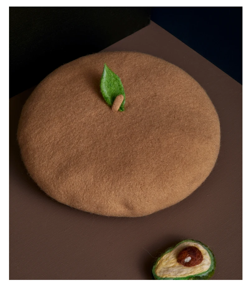 Осенне-зимний берет с листьями; элегантная шерстяная шапка ручной работы; Женская осенне-зимняя Милая японская шапка