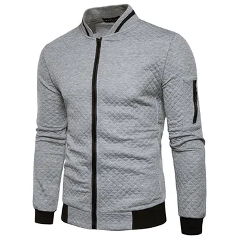 

NIGRITY Autumn and winter new jacket men's trend plaid color jacket zipper stand collar sweater coat size S-2XL