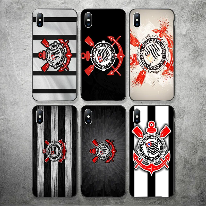 

Phone Case For FC Corinthians iPhone XR 11 Pro XS Max X 5 5S Black DIY Black Soft Case For iphone SE 7 8 6 6S Plus 7Plus 5 6S