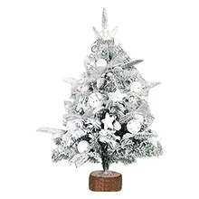 

Mini Christmas Tree Tabletop Artificial Flocking Christmas Tree With Lights Holiday Decoration For Desktop Fireplace Home Decor