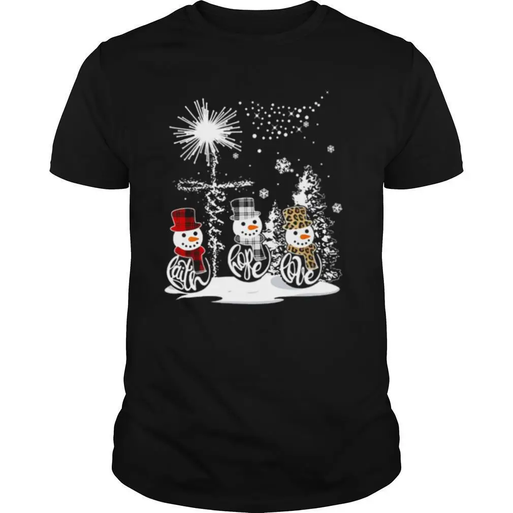 Рубашка с надписью Merry Christmas Faith Hope Love Snowman Leopard | Мужская одежда