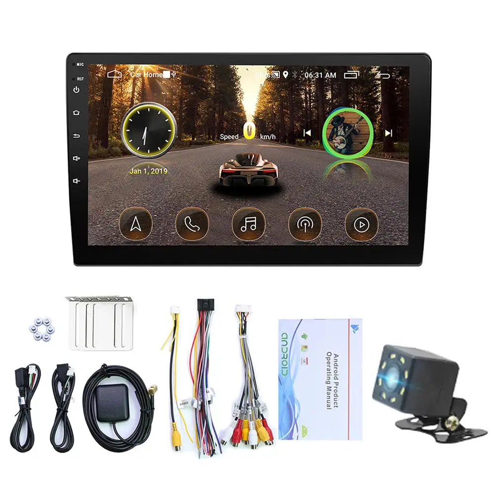 9/10. 1 дюймовый автомобильный радиоприемник Android 8,1 16G память MP5 плеер HD сенсорный экран Bluetooth gps навигация wifi многофункциональное радио - Цвет: 9 Inch with camera