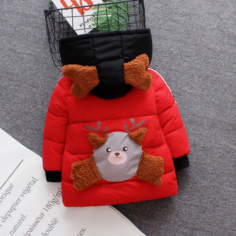 

Men And Women Children Deer Hooded Cotton-padded Clothes Winter New Style Childrenswear Baby Cute Children Mid-length Thick Cott