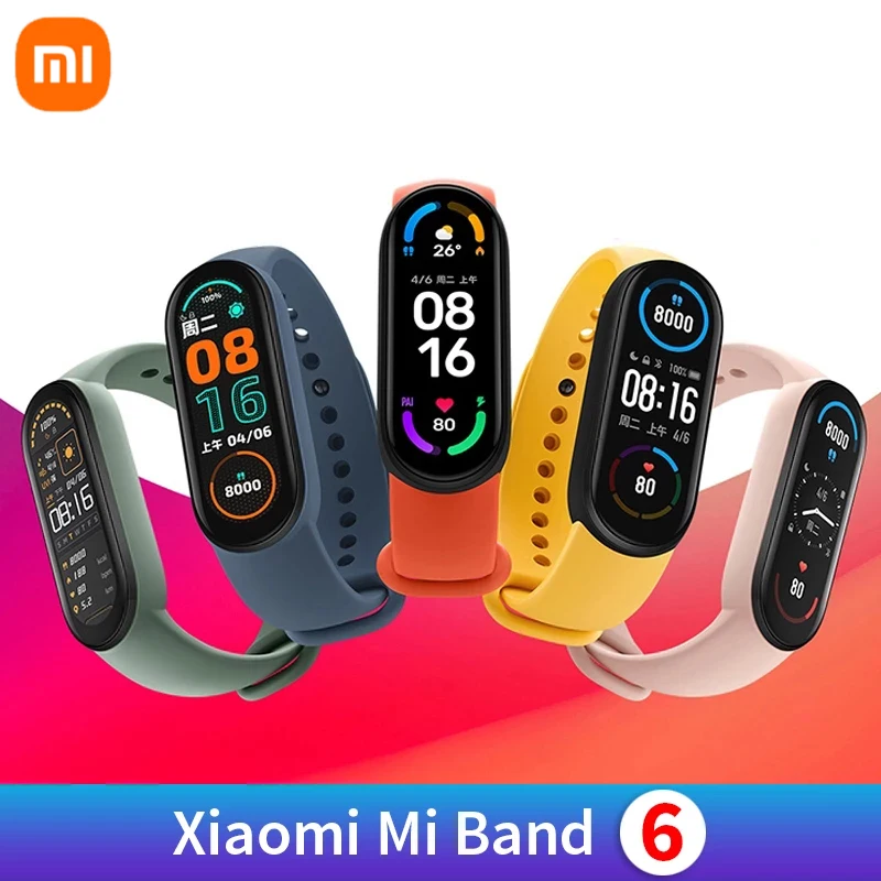 Global Version Xiaomi Mi Band 6 Smart Bracelet 5 Color AMOLED Screen Blood Oxygen Miband 6 Fitness Traker Heart Rate Smart Band