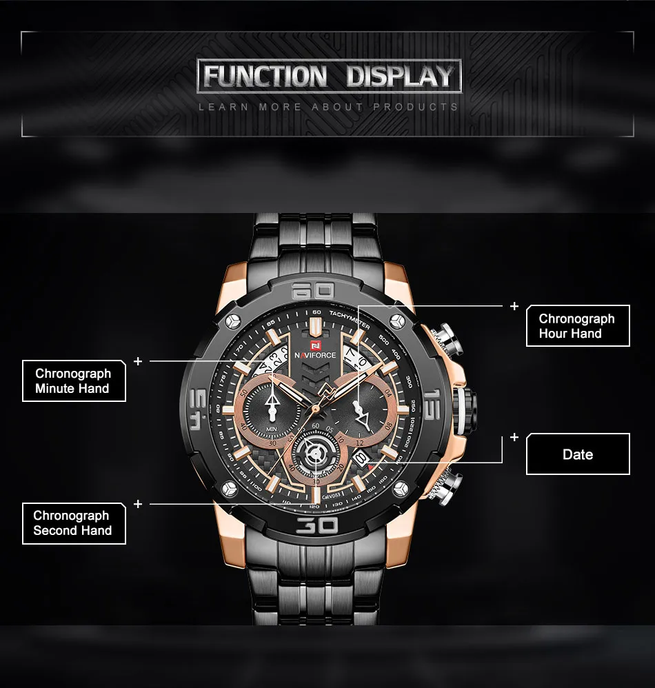 NAVIFORCE мужские часы Топ люксовый бренд Модные нержавеющая сталь деловые мужские s часы водонепроницаемые наручные часы Relogio Masculino