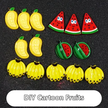 

5pcs DIY Cartoon Fruit Watermelon Charms Slime Fillers Stress Relief Polymer Addition Slime Accessories Toys Model for Kids Gift