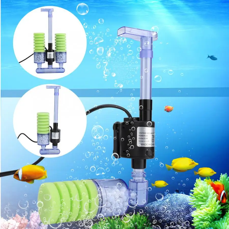 

Mini Aquarium Water Pump Filter Fish Tank Sponge Aquarium Filter with Submersible Water Pump 220-240V CN Plug