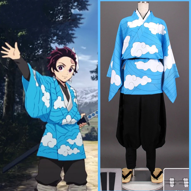

Anime Demon Slayer Kimetsu no Yaiba Cosplay Costumes Tanjirou Kamado Cosplay Costume Uniforms Halloween Party Blade Of Demon