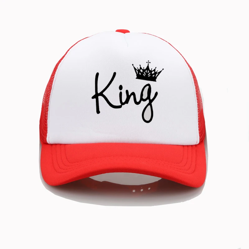Бейсболки с принтом в виде букв «KING QUEEN», летние сетчатые кепки от солнца, модные кепки в стиле хип-хоп для пары - Цвет: Серый