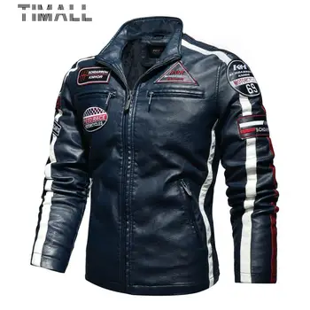 

Brand Warm Men Leather Jacket Mens Leather Motorcycle Standing Collar Motorcycle Style Fashion Biker Coats