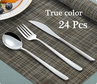 True color 24 шт. набор посуды Черное золото нержавеющая сталь столовые приборы наборы столовых приборов вилка нож обеденная ложка вечерние принадлежности Кухонные Принадлежности - Цвет: True color