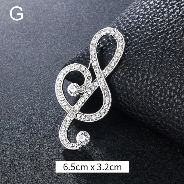 Elegant Musical Note Shape Brooches Fashion Luxurious Shiny Colorful Rhinestones Brooches Pins Clothes Accessories Gifts