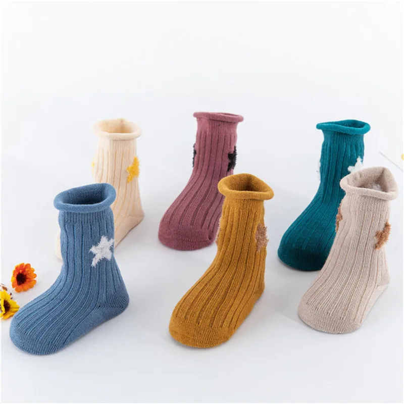 Autumn and winter new combed cotton stars baby socks boneless newborn socks in the tube baby socksZQ202