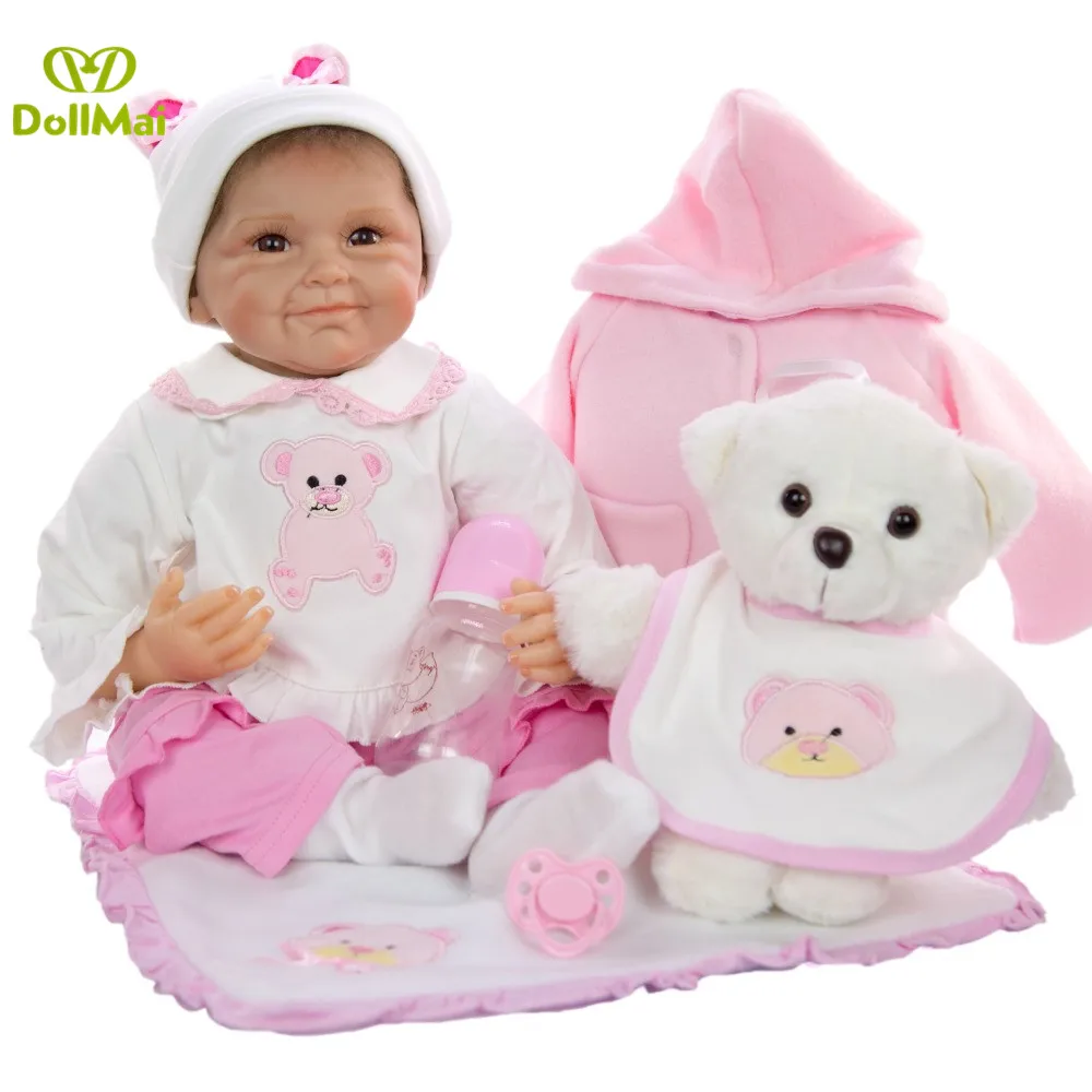 Супер детские силиконовые куклы reborn 22 дюймов bebes reborn bonecas Девочка Малыш живой кукла, подарок для девочки Новорожденные куклы
