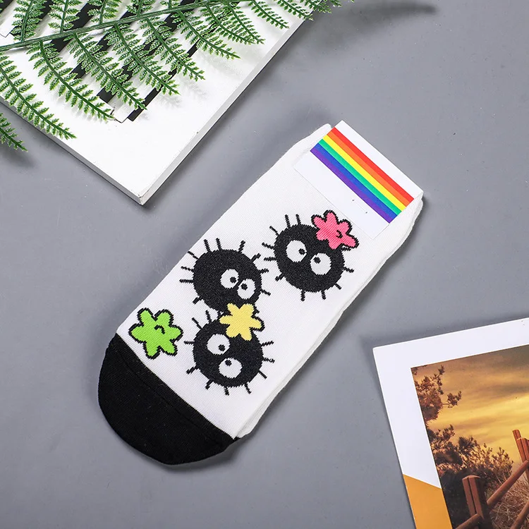 Cartoon Cat Cute Socks Women No Face Man Sock Totoro Funny Fashion Anime Spring Autumn Sweat Absorption Gray Classic Cotton Sock