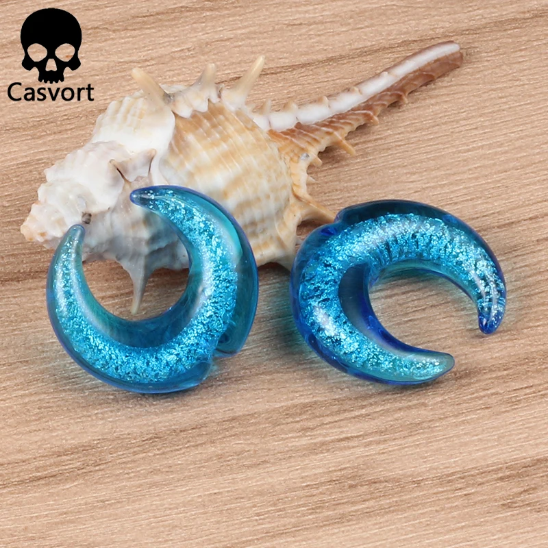 Casvort, 2 шт, цветные Сережки для пирсинга в форме полумесяца, Эспандеры для сережек, модный подарок для унисекс, ювелирные изделия для тела, продавать по паре