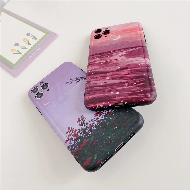 Purple Starry Sky Moon Camera Protection Soft IMD Phone Case for iPhone 8 Plus 7 SE 2 11 Pro Max X XR XS Max Fashion Back Cover Purple Starry Sky Moon Camera Protection Soft IMD Phone Case for iPhone 8 Plus 7 SE 2 11 Pro Max X XR XS Max Fashion Back Cover