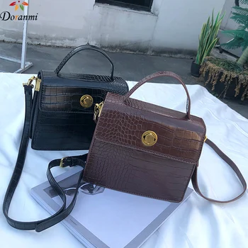 

DORANMI Stone Pattern Square Handbag Women's Bags 2020 Top-handle Bag Female Crossbody Flap Bags Buckle Vintage Shoulder Bag 509