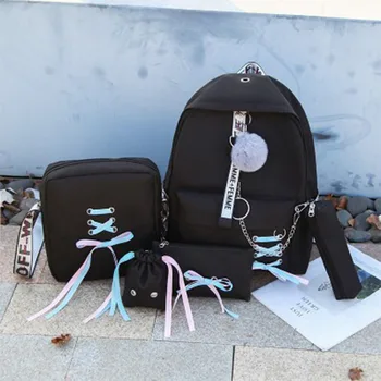 

Women Canvas5Pcs/set School Backpacks College Schoolbag Fashion Plecak for Teenager Girl And Boys Rucksack Shoulder Bag