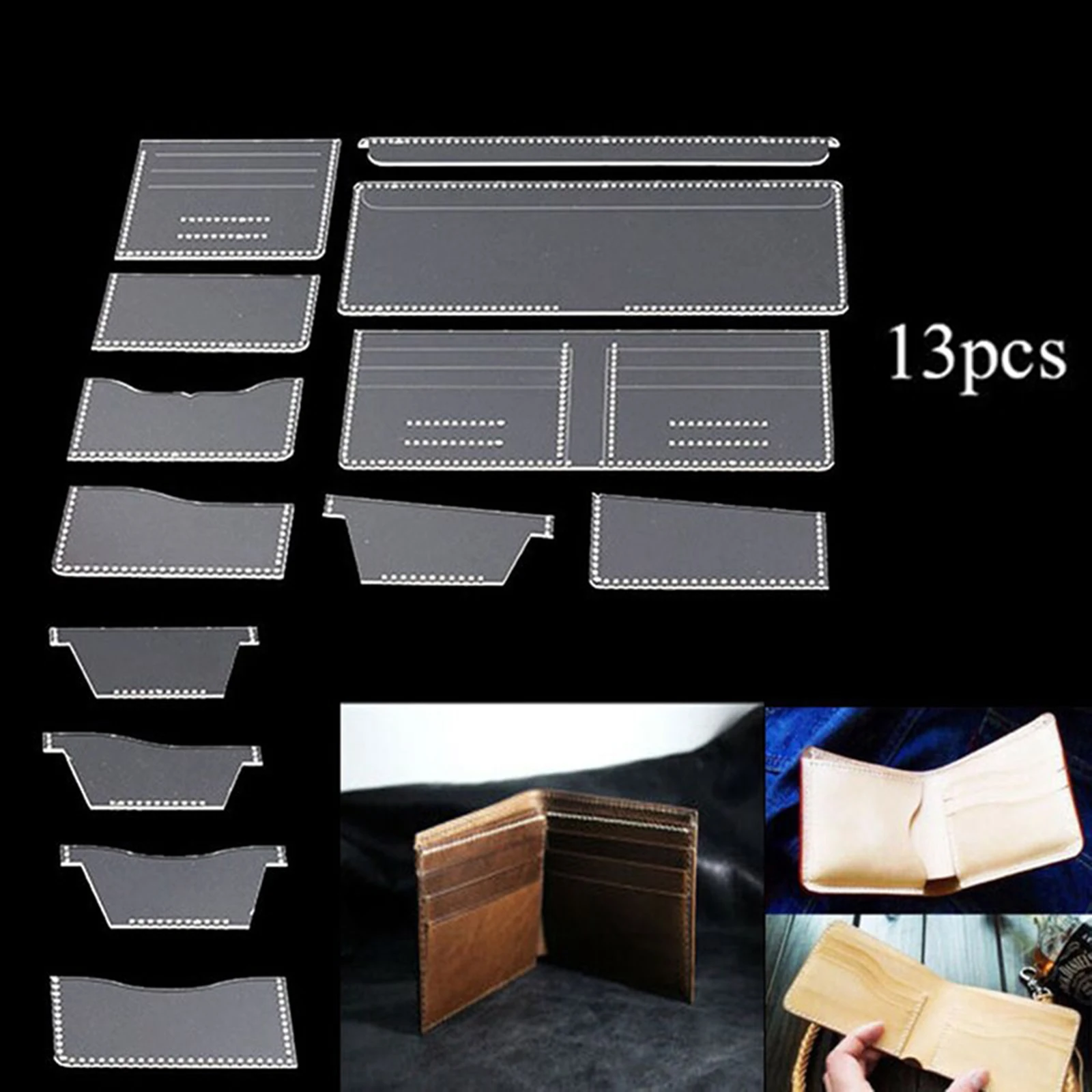 Acrylic Stencil 1set Clear Template Pattern Tool Wallet Card Holder Leather