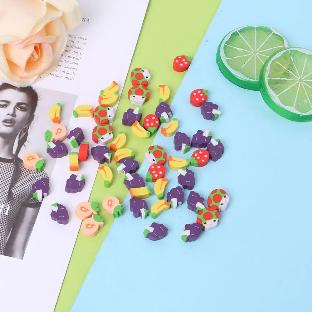 50Pcs Cute Mini Fruit Rubber Pencil Eraser Children Creative Stationery Gift Toy